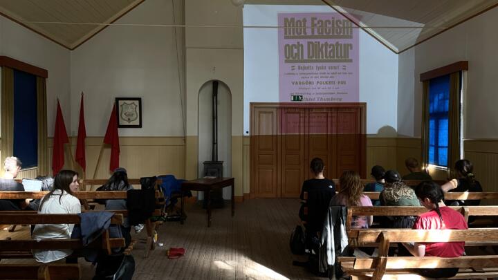 Foto från föreläsning med Margareta Ståhl på Gershedens Folkets Hus. 